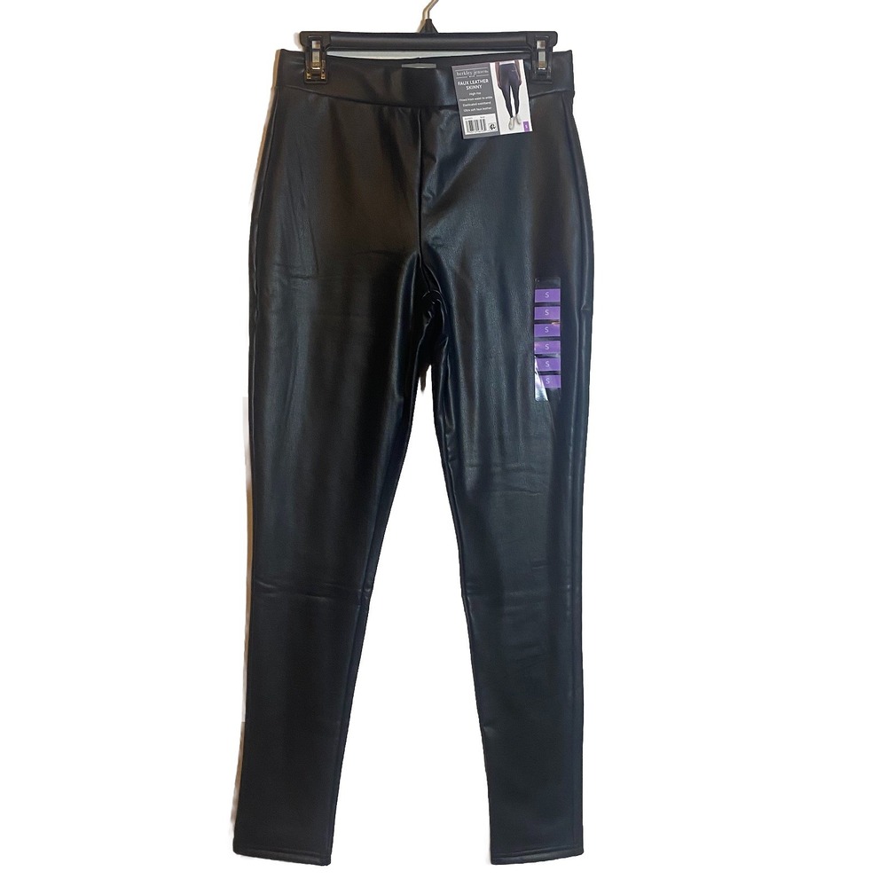 NWT Berkley Jensen Faux Leather Skinny Pants Leggings Size Women's Small Black